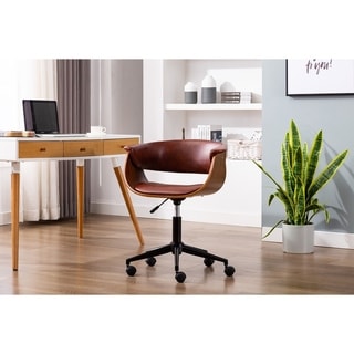 Porthos Home Idan Adjustable Swivel Office Chair, PU Leather - Bed Bath ...