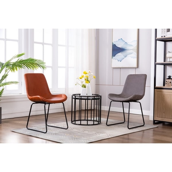 Porthos Home Genji Dining Chairs Set of 2, PU Leather and Metal Legs. Opens flyout.