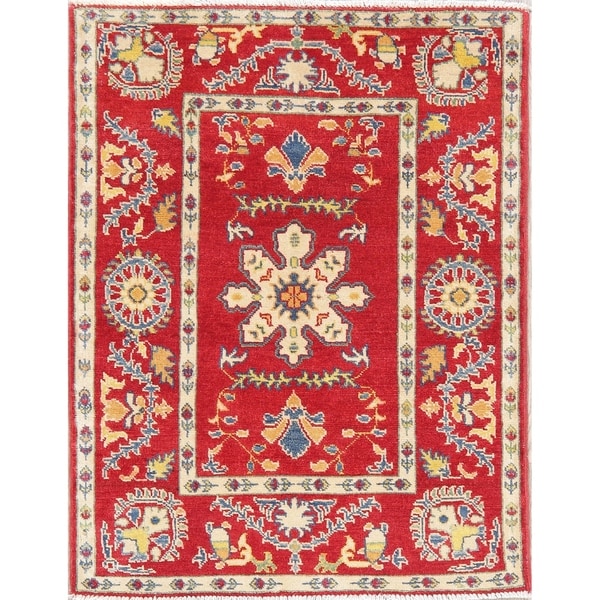 Kazak Oriental Hand Knotted Wool Pakistani Area Rug - 4'2" x 2'9"