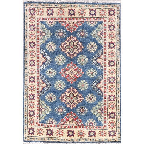 Kazak Oriental Hand Knotted Wool Pakistani Area Rug - 4'1" x 2'8"