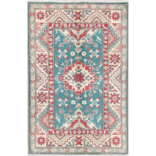 Kazak Oriental Hand Knotted Wool Pakistani Area Rug - 4'1" x 2'9"