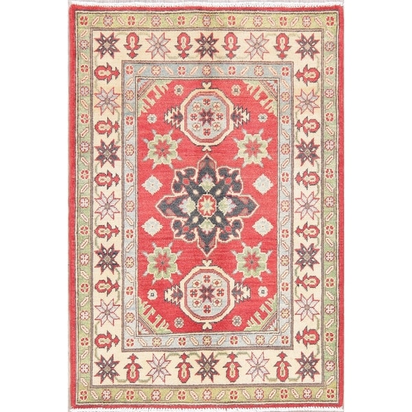 Kazak Oriental Hand Knotted Wool Pakistani Area Rug - 4'0" x 2'9"