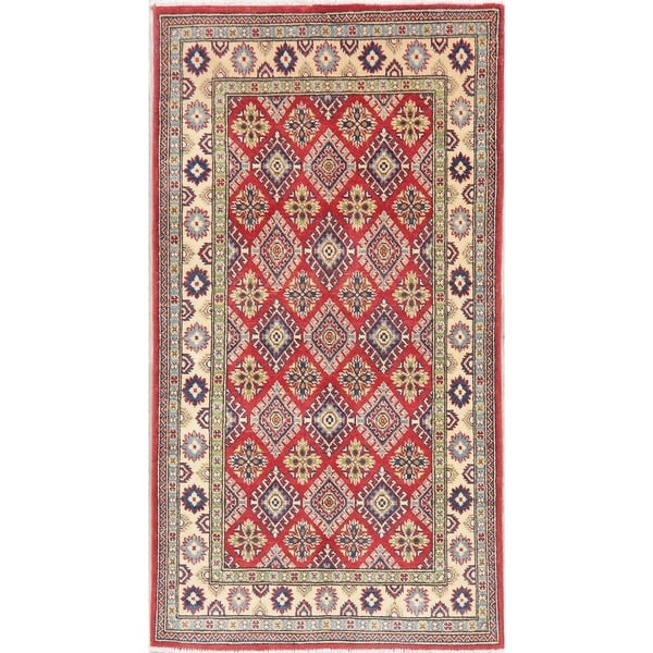 Kazak Oriental Hand Knotted Wool Pakistani Rug - 6'3" x 3'5" Runner