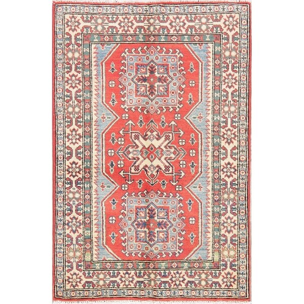 Kazak Oriental Hand Knotted Wool Pakistani Area Rug - 4'2" x 2'9"