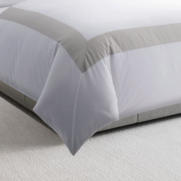 Shop Vera Wang Sateen Band Silver Duvet Cover Set On Sale