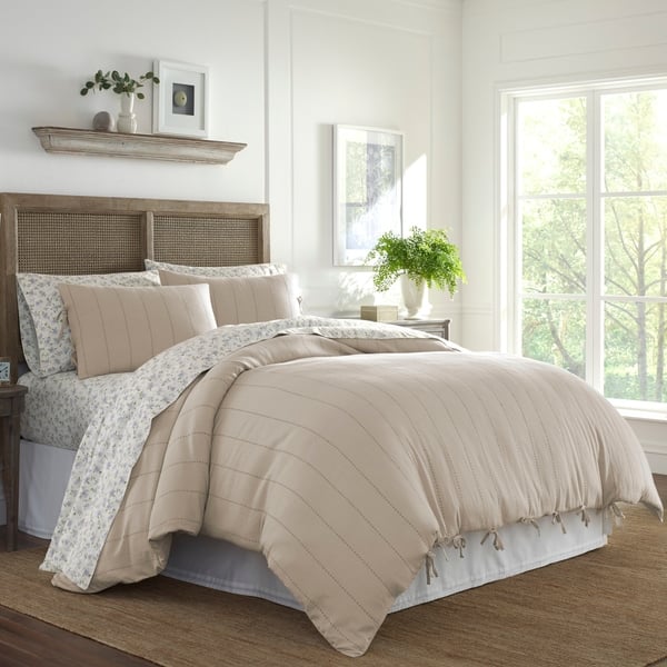 Shop Laura Ashley Landon Beige Duvet Cover Set On Sale