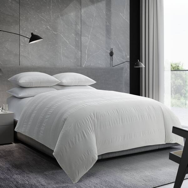 Shop Vera Wang Waffle Stripe White Cotton Comforter Set On Sale