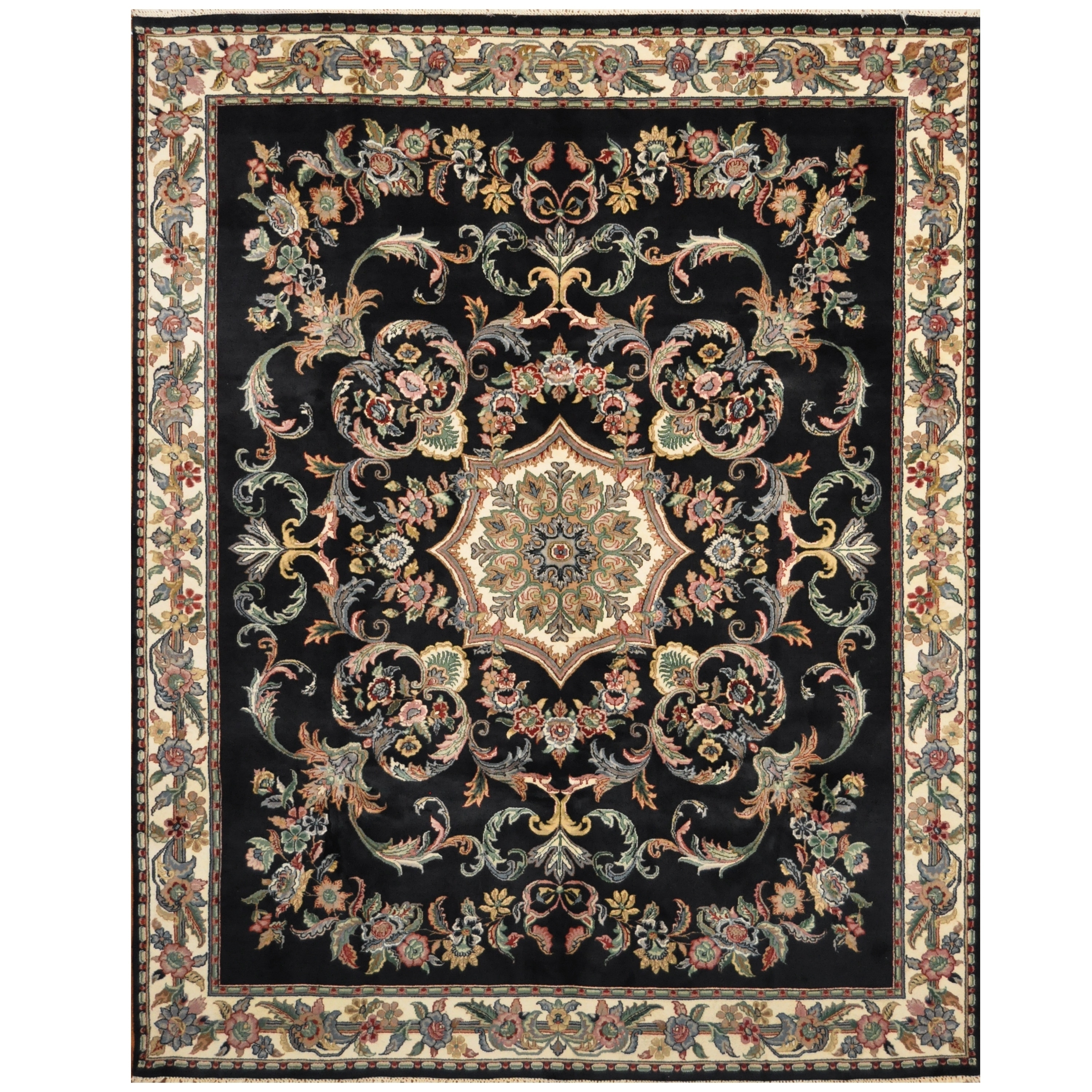 Traditional Persian Design Handmade Aubusson Rug 9' x 11' 9 Wool Black ft