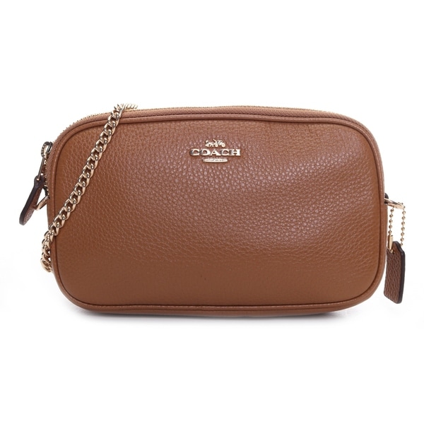 Shop Coach Women&#39;s Pebble Leather Chain Strap Crossbody Bag - Overstock - 28443013