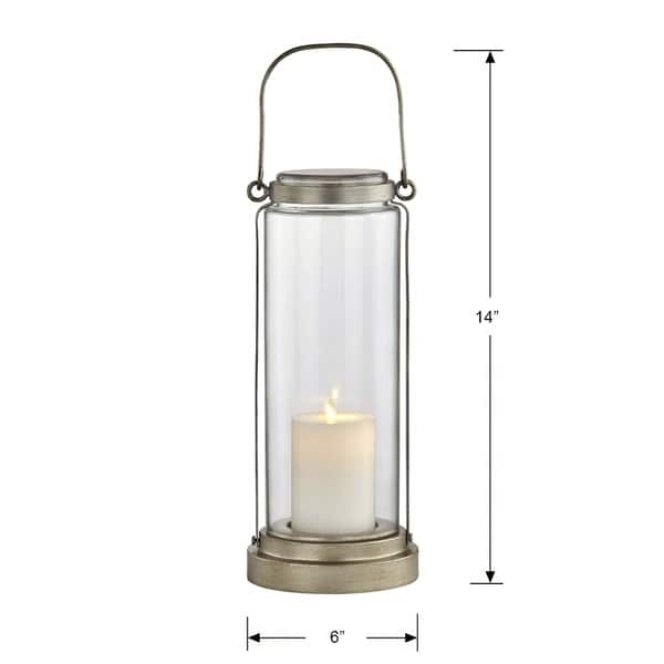 Fillmore 1light Champagne Silver Outdoor LED Table Lantern Bed Bath