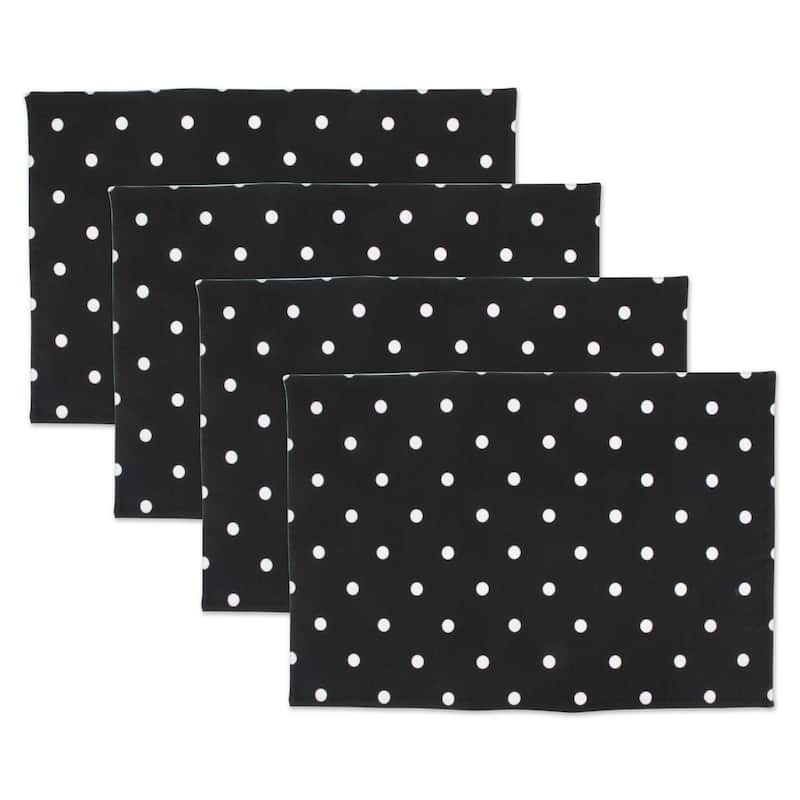 DII Reversible Polka Dot Placemat (Set of 4) - Black Base White Dots