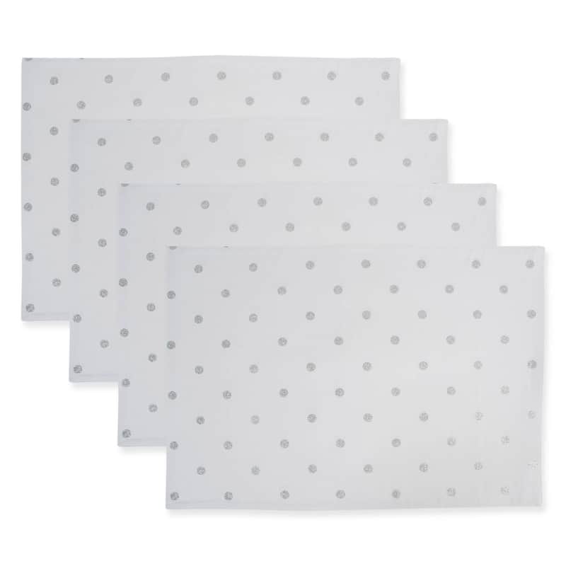 DII Reversible Polka Dot Placemat (Set of 4) - Metallic Silver Dots
