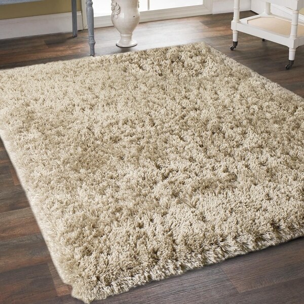 Ivory Microfiber Soft Thick Plush Cozy Gy Area Rug