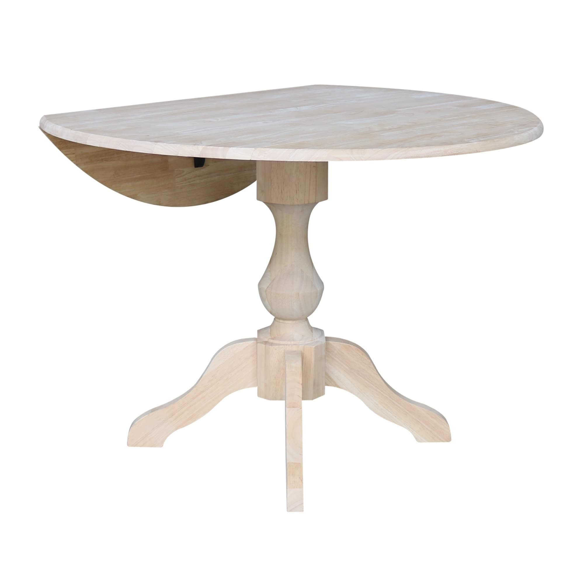 42 Round Top Dual Drop Leaf Pedestal Table Unfinished
