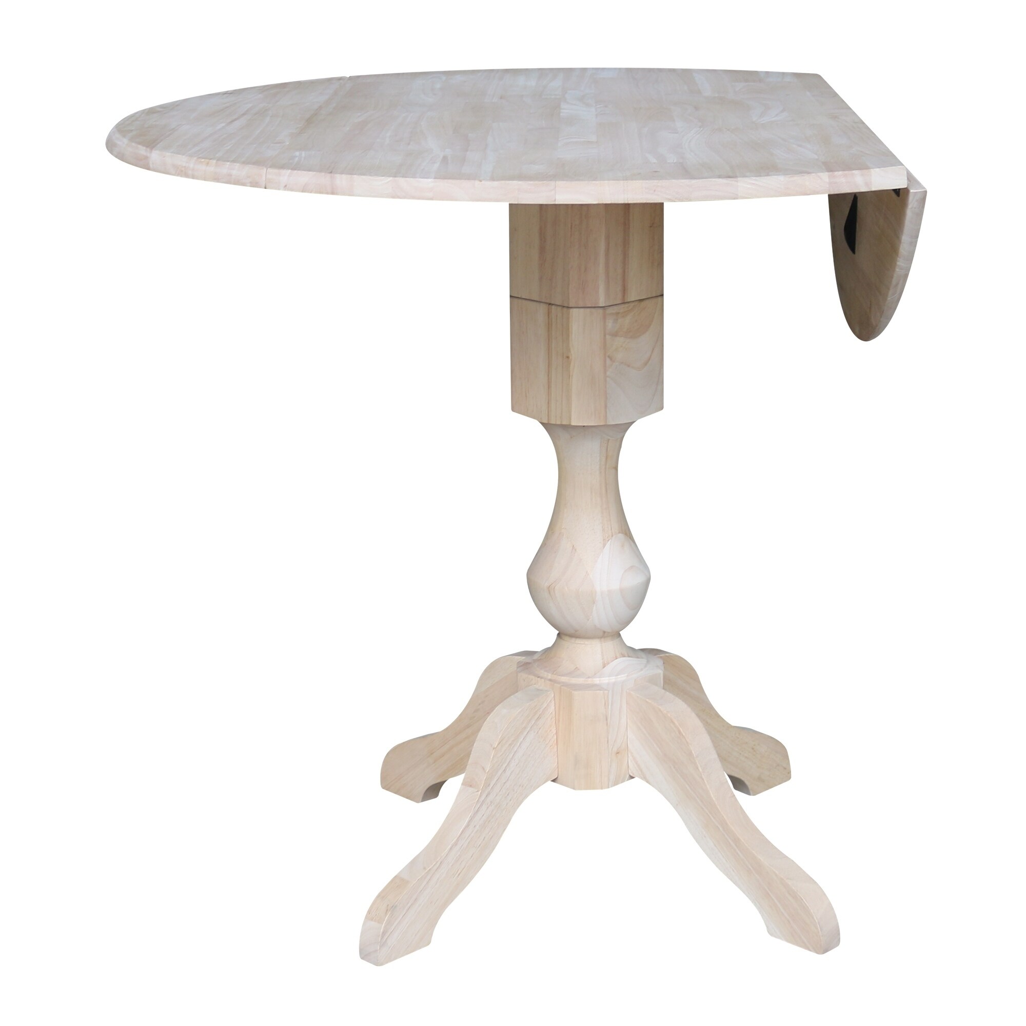 42 Round Top Dual Drop Leaf Pedestal Table Unfinished