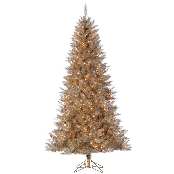 Shop Direct Export 7.5' Platinum Tinsel Prelit LED Artificial Christmas