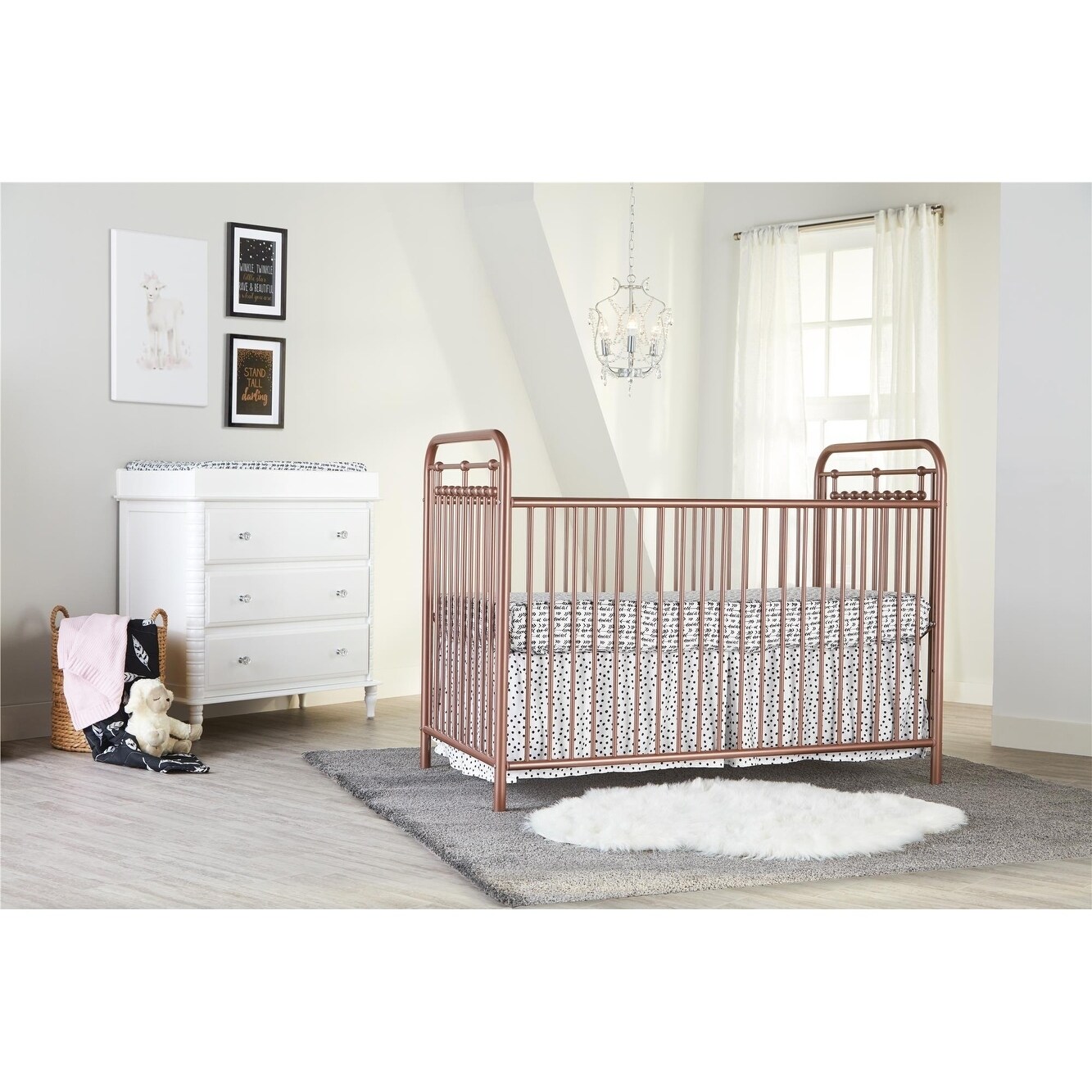 rose gold metal crib