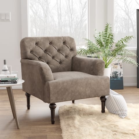 Furniture of America Purani Tufted Wide Accent Chair with T-cushion
