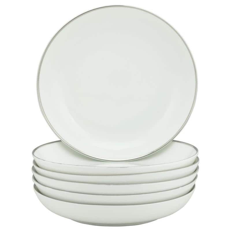 10 Strawberry Street Coupe Silver Line Soup Plate, Set of 6