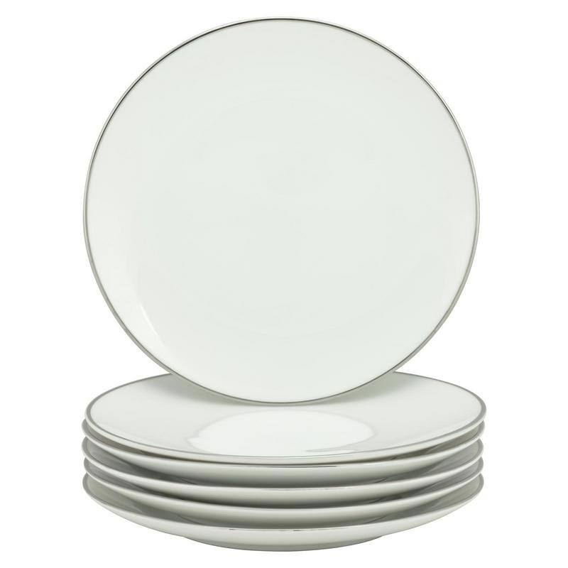 10 Strawberry Street Coupe Silver Line Salad Plate, Set of 6