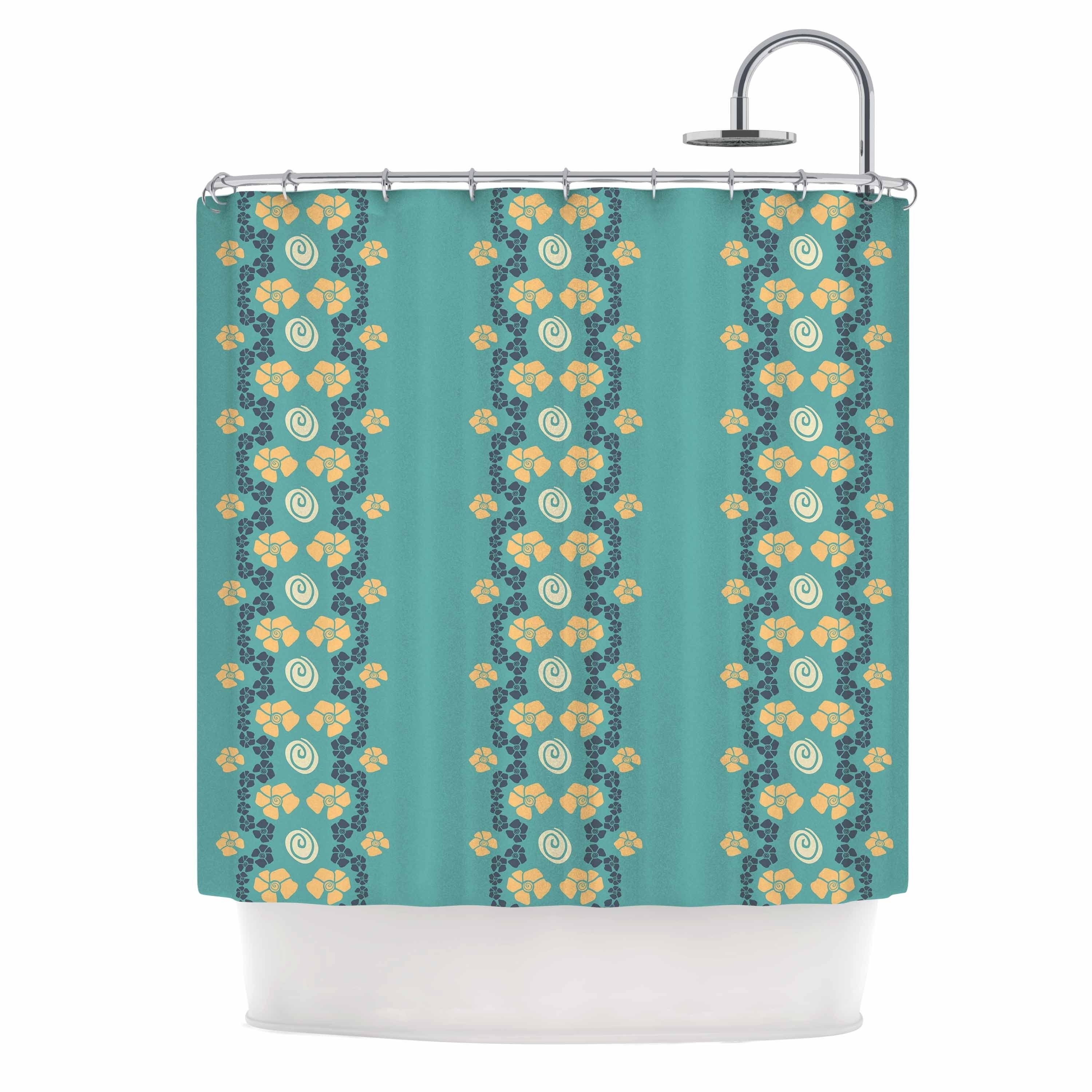 teal and yellow shower curtain