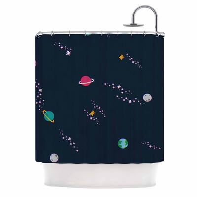 Tobe Fonseca "Lost In Space Pattern" Blue Pink Pattern Illustration Digital Shower Curtain