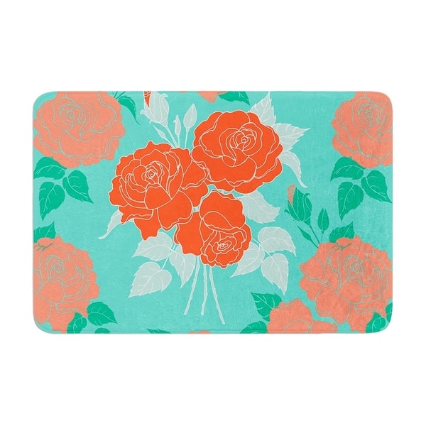 Shop Anneline Sophia Summer Rose Orange Memory Foam Bath Mat