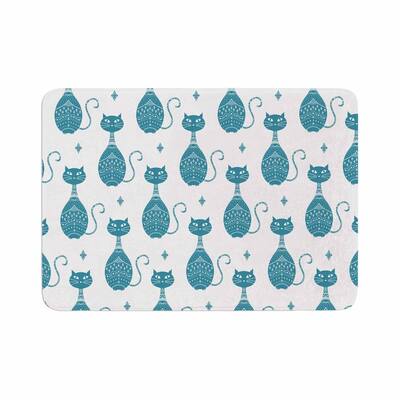 Cristina Bianco Design "Blue Cat Pattern" Memory Foam Bath Mat