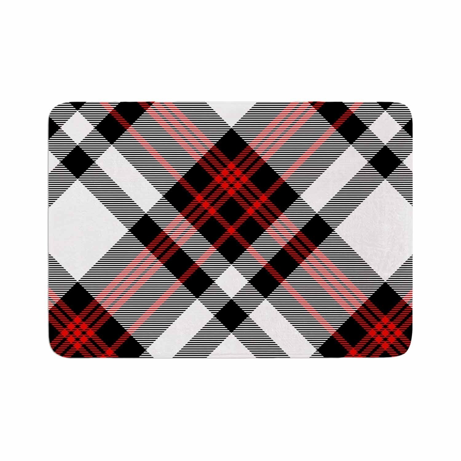 Shop Kess Original Red And White Plaid Ii Memory Foam Bath Mat