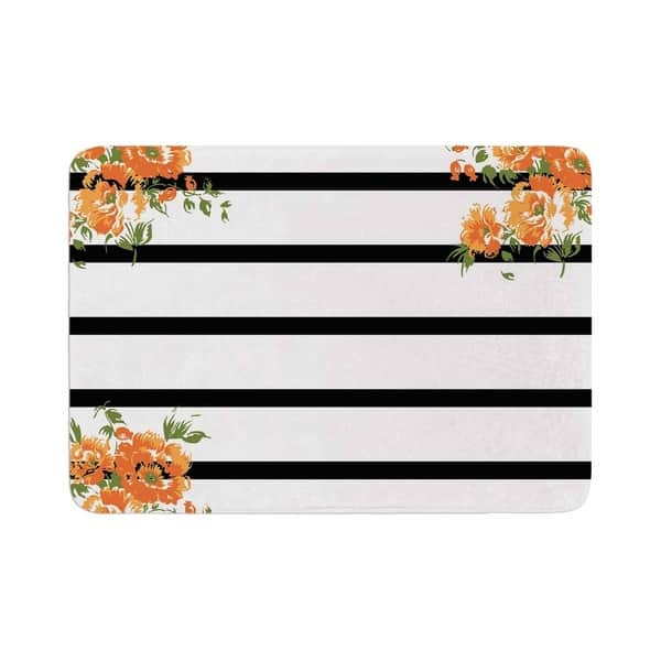 Shop Nl Designs Orange Floral Stripes Memory Foam Bath Mat