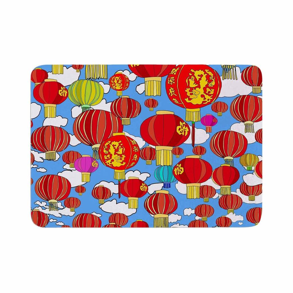 Notsniw "Red Lanterns" Memory Foam Bath Mat