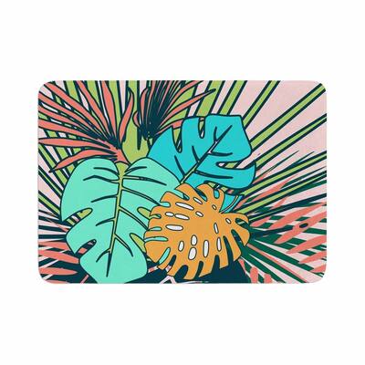 bruxamagica "Tropical Leaves Pink" Memory Foam Bath Mat