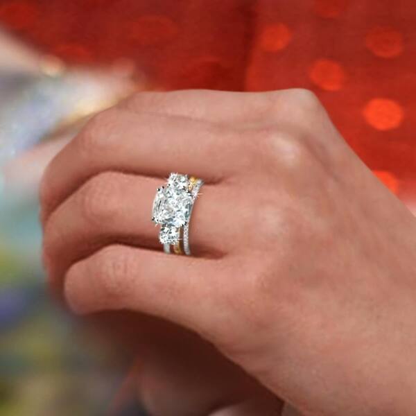 Rhodium Plated Sterling Silver Sideways Pear Half Eternity Band CZ Stacking Ring Womens Cubic Zirconia Stackable Rings
