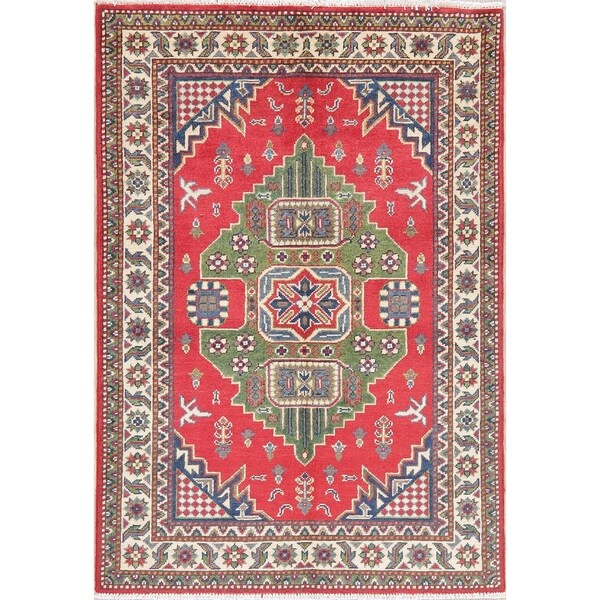 Kazak Oriental Hand Knotted Wool Pakistani Area Rug - 4'9" x 3'4"