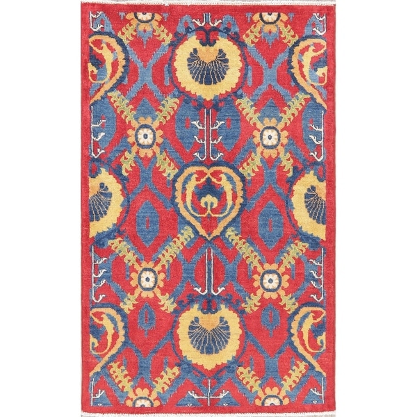Kazak Oriental Hand Knotted Wool Pakistani Area Rug - 4'10" x 3'0"