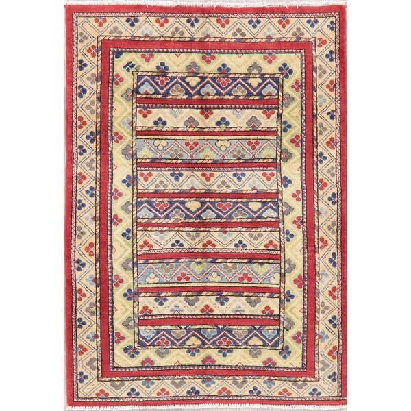 Kazak Oriental Hand Knotted Wool Pakistani Area Rug - 4'10" x 3'4"