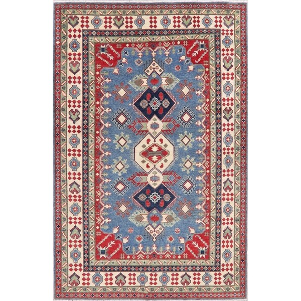 Kazak Oriental Hand Knotted Wool Pakistani Area Rug - 9'11" x 6'6"