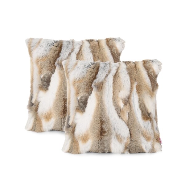 Giraffe Pillow Cover Faux Fur Pillow 16x16 set of 2