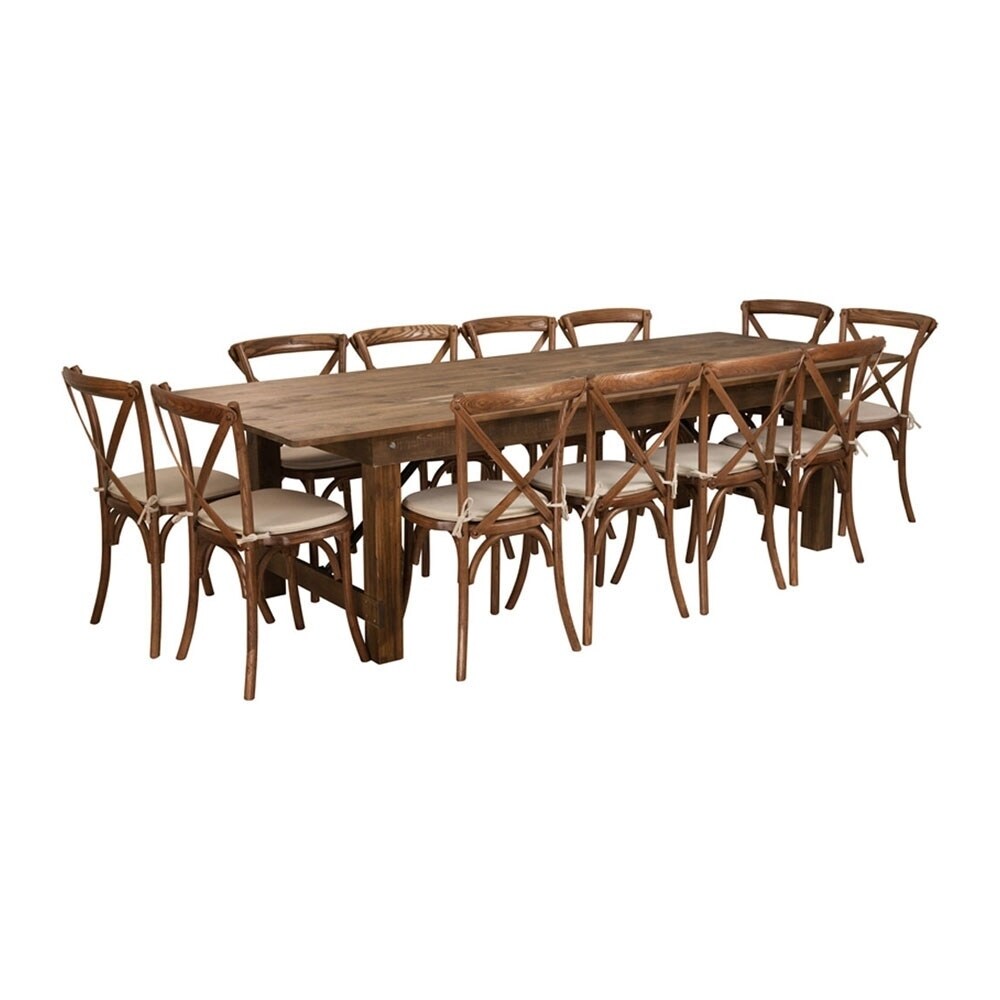 Flash Furniture Hercules Series 7' x 40 Rustic Solid Pine Folding Dining  Table, Rectangular Antique Farmhouse Dining and Event Extension Table