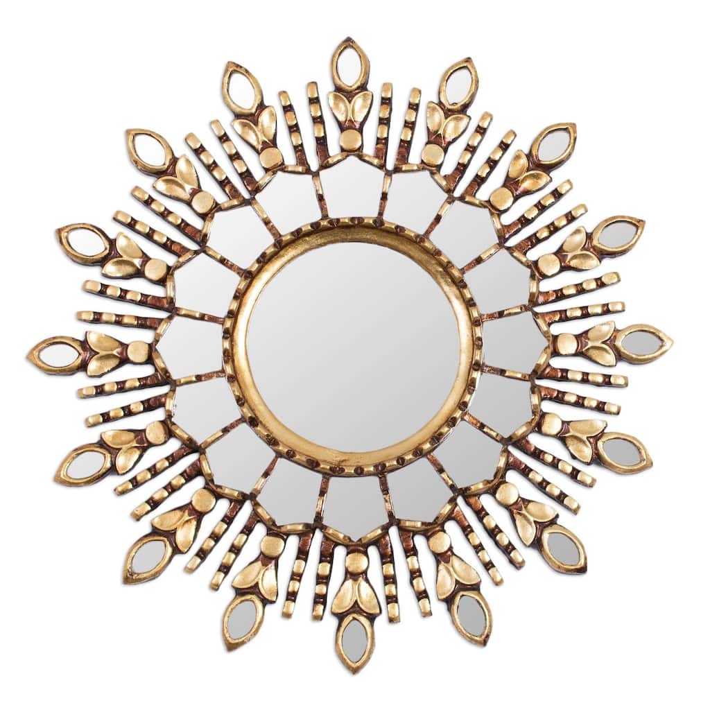 Handmade Radiant Light Bronze Gilded Wood Wall Mirror (Peru)