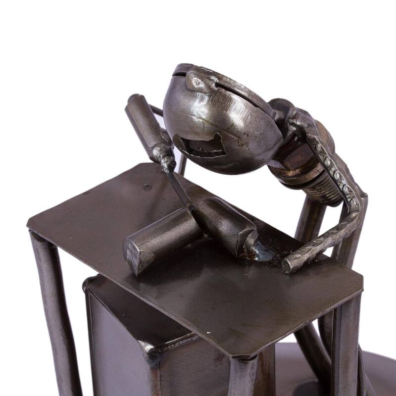 NOVICA Handmade Concentrating Welder Upcycled Metal Auto Part Sculpture (Mexico) - 5