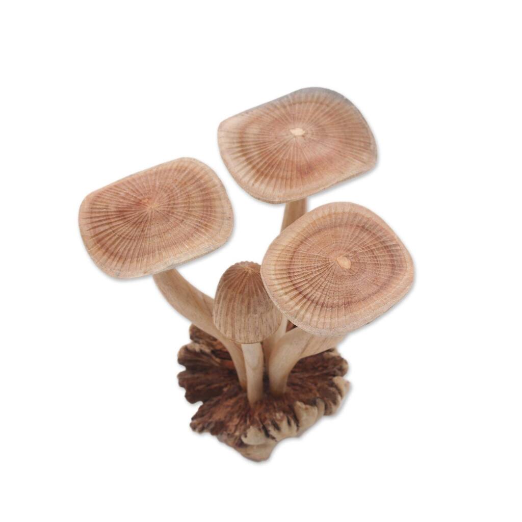 NOVICA Handmade Majestic Mushroom Wood Sculpture (Indonesia)