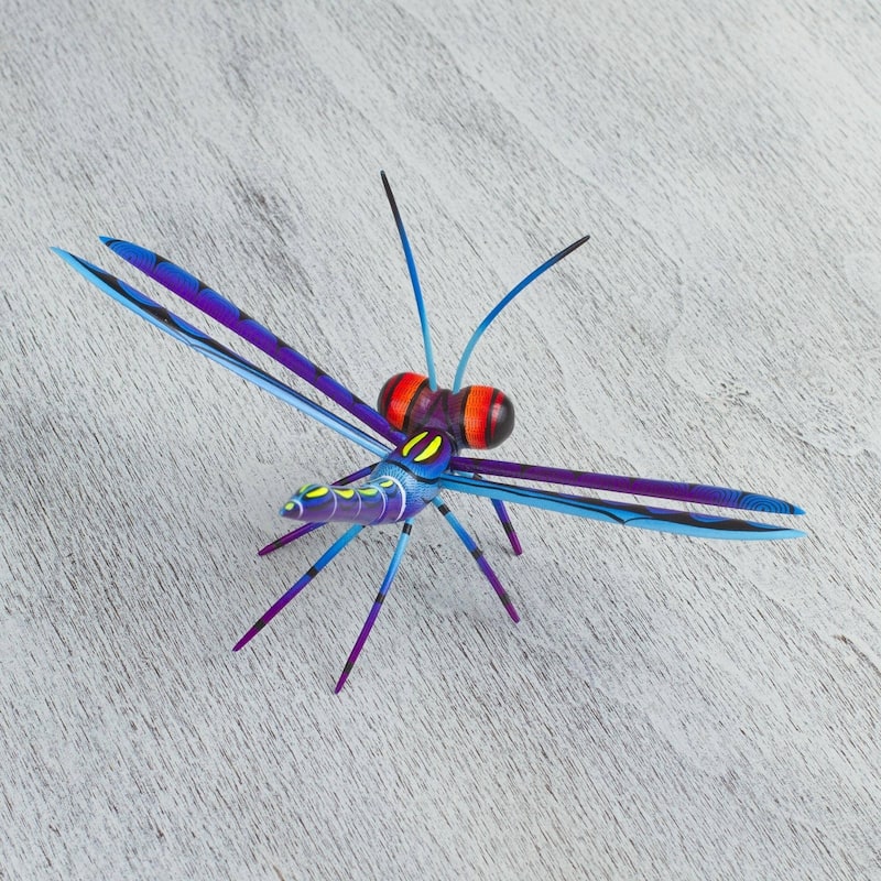 Handmade Sweet Freedom In Blue Wood Alebrije Sculpture (Mexico) - 6.25" D