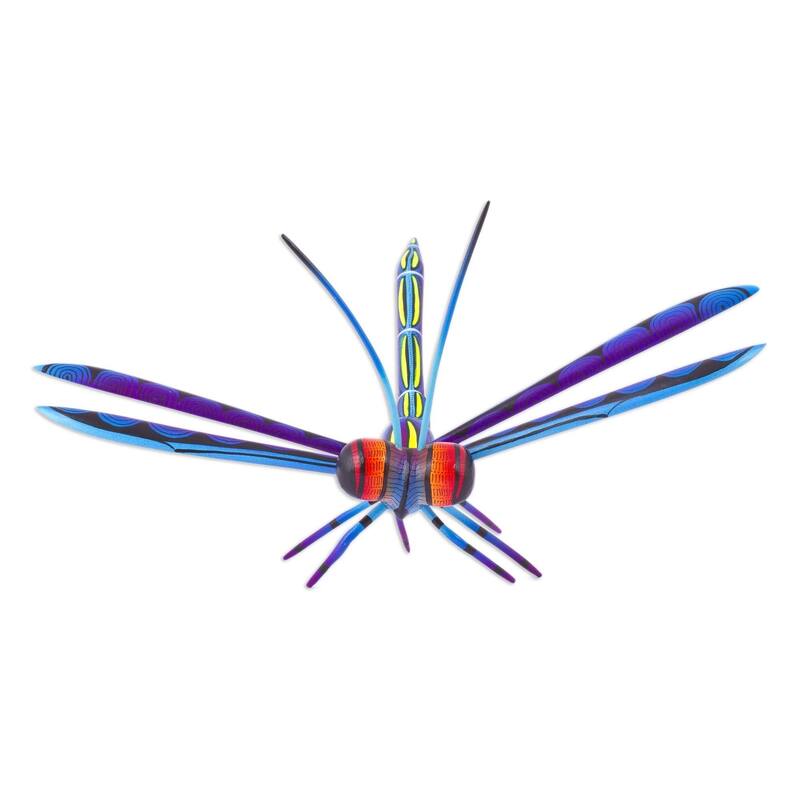 Handmade Sweet Freedom In Blue Wood Alebrije Sculpture (Mexico) - 6.25" D