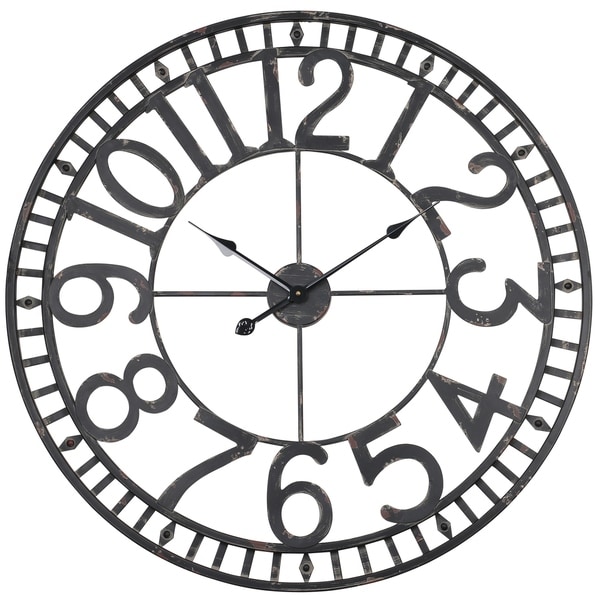 Utopia Alley Manhattan Industrial Wall Clock, Analog, Black, 32"