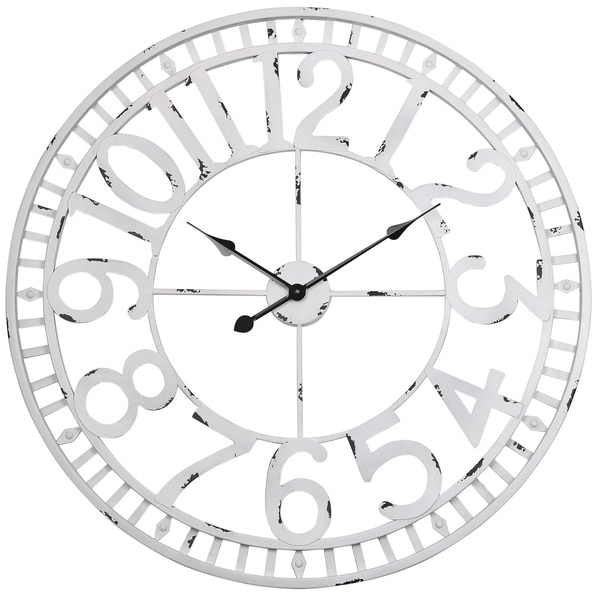 Utopia Alley Manhattan Industrial Wall Clock, Analog, White, 32"