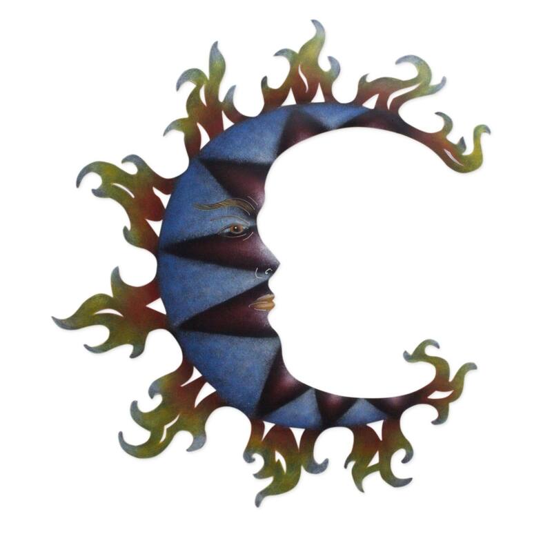 Handmade Blue Moon Shadows Steel Wall Art (Mexico)