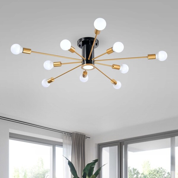 Lorena Sputnik 11-Light Flush Mount in Black and Gold Finish. Opens flyout.