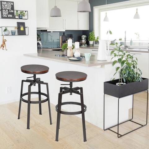 Carbon Loft Delta Swivel Walnut Bar Stool Counter Height (Set of 2)