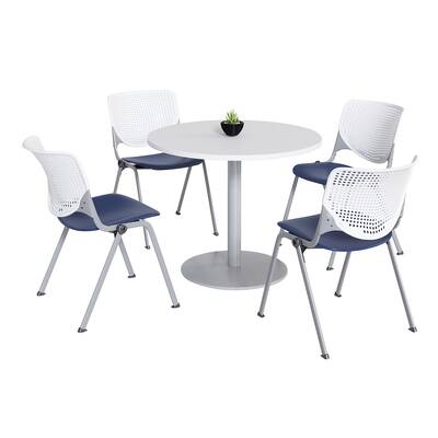 KFI Mode Breakroom Table Set, Designer White Top, 4 Kool Chairs